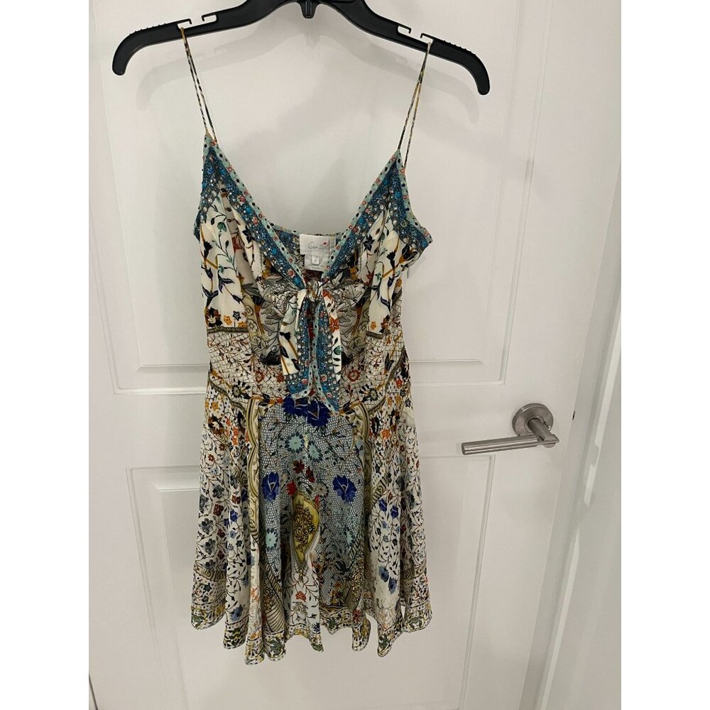Camilla S SMALL Silk Tie Waist Butterfly Effect Embellished Sequin Dress Festiva - Picture 4 of 14